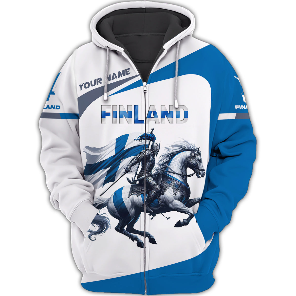 Personalized Name 3D Finland Zipper Hoodie Personalized Gift For Finland Lovers