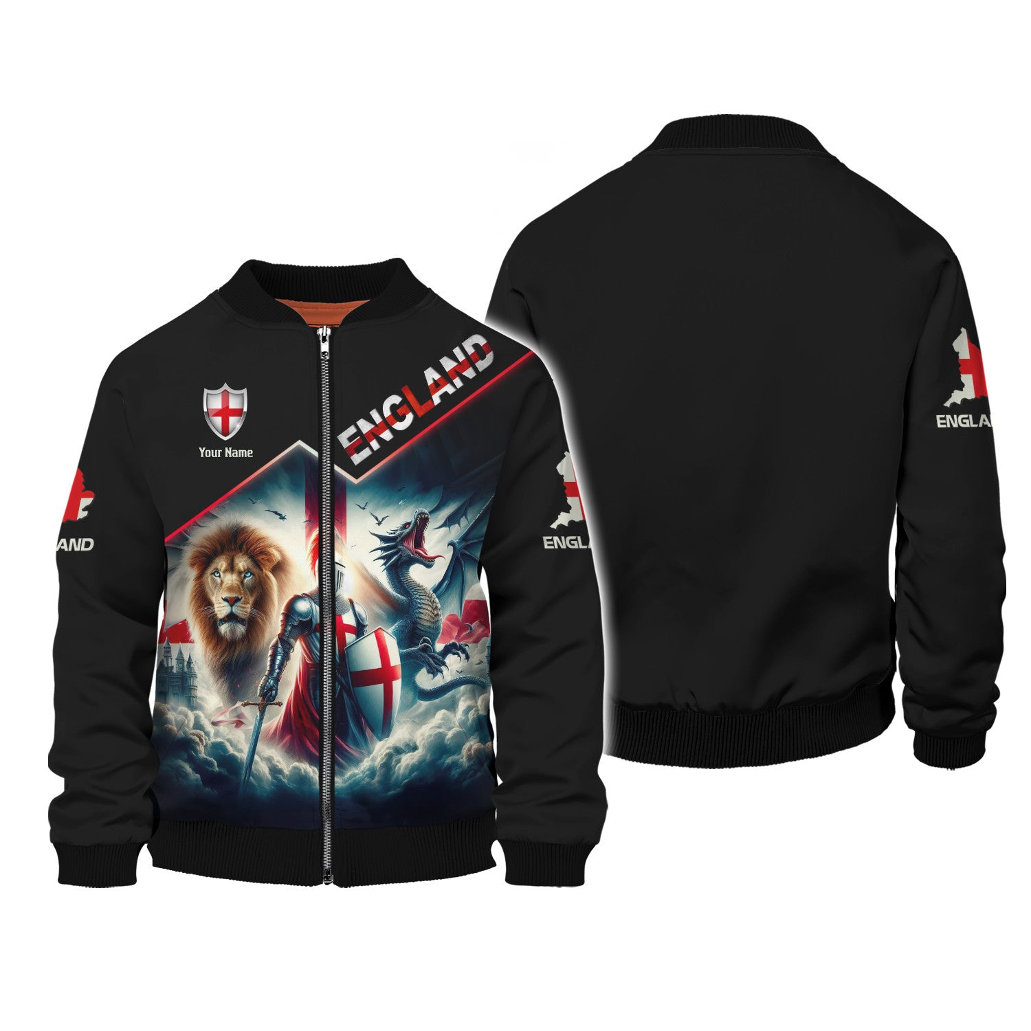 England Knight Zipper Hoodie 3D England Zipper Hoodie Gift For England Lovers