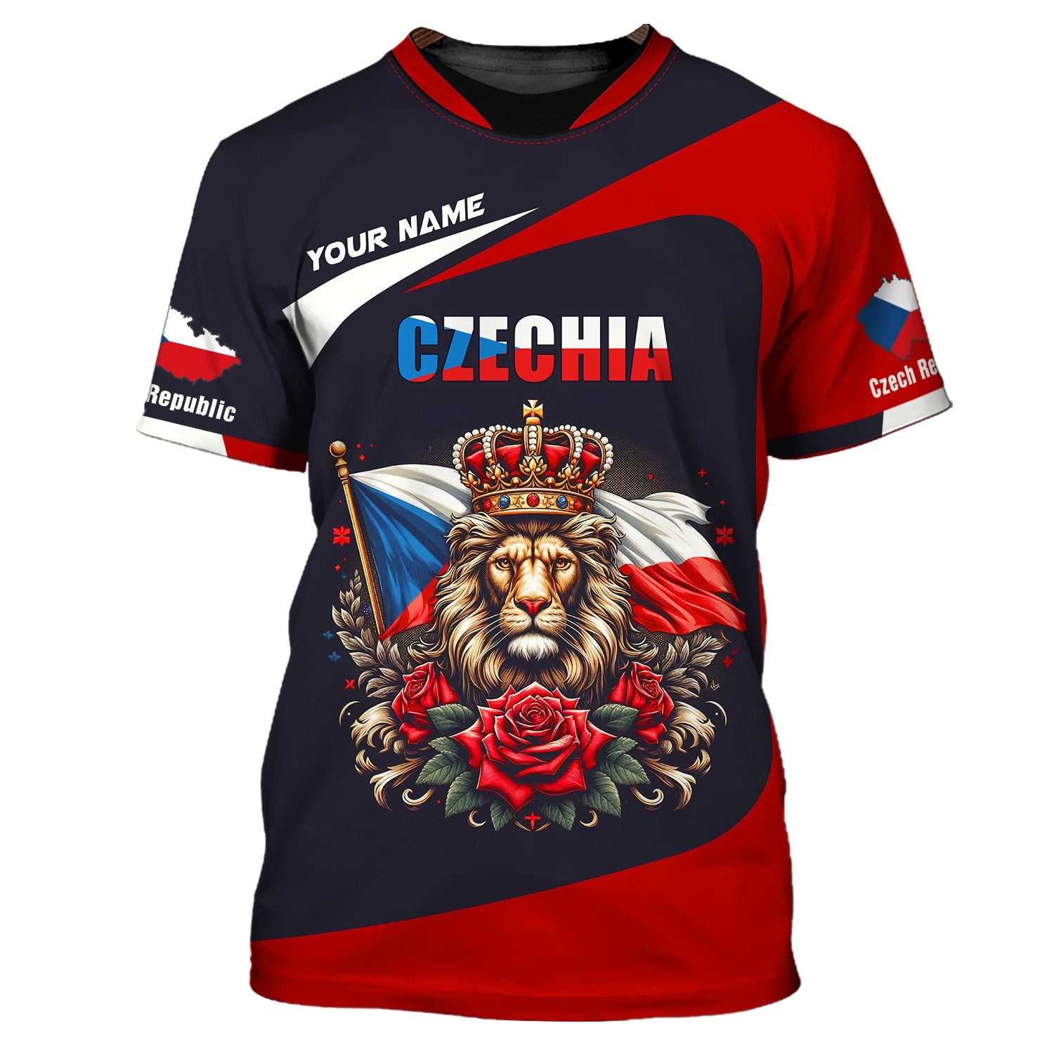 Czech Republic Lion 3D Custom Name Zipper Hoodie Personalized Gift For Czech Republic Lovers