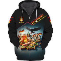 Eagle Germany Personalized Name 3D Zipper Hoodie Gift For Germany Lovers