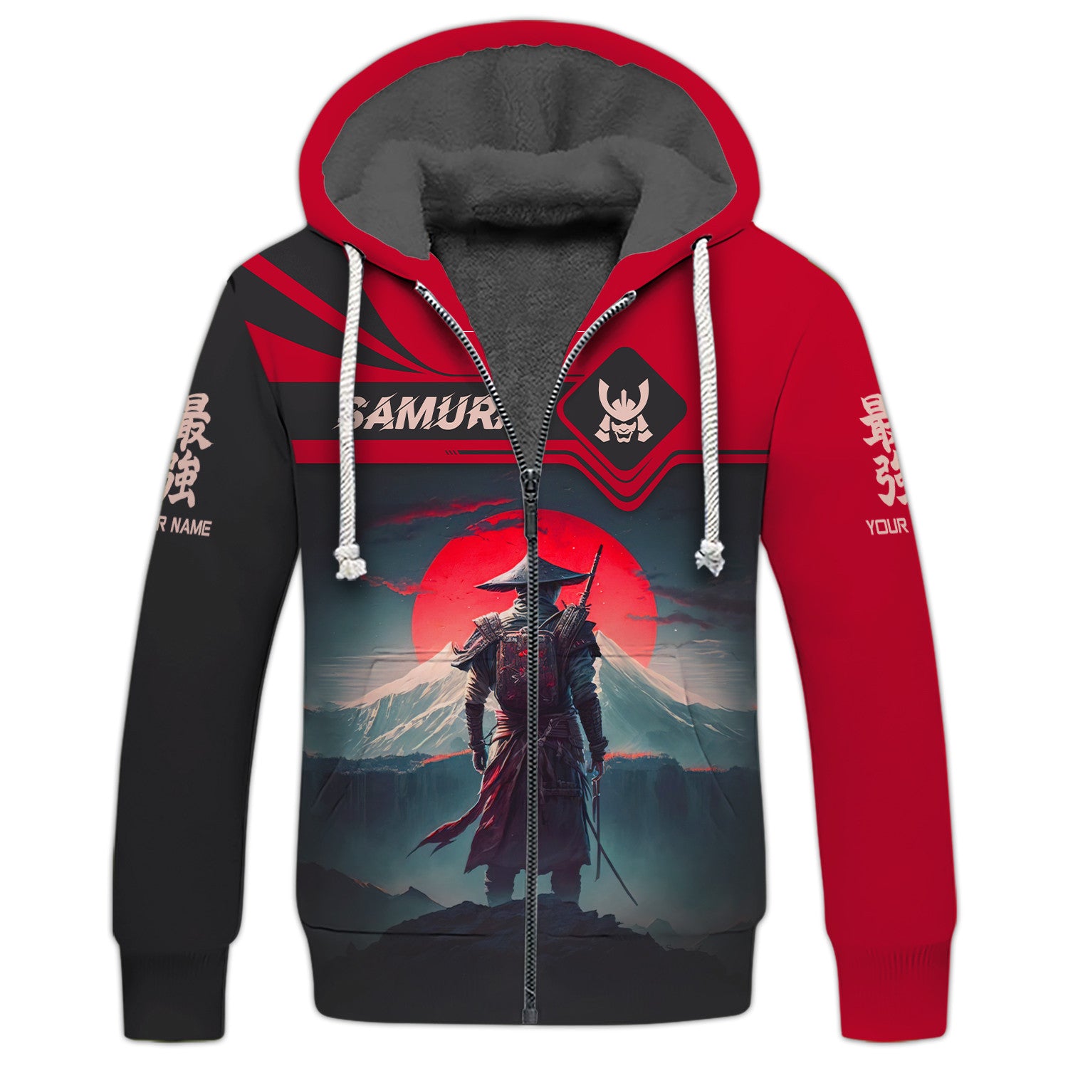 Personalized Name Samurai Zipper Hoodie Custom Gift For Samurai Lovers