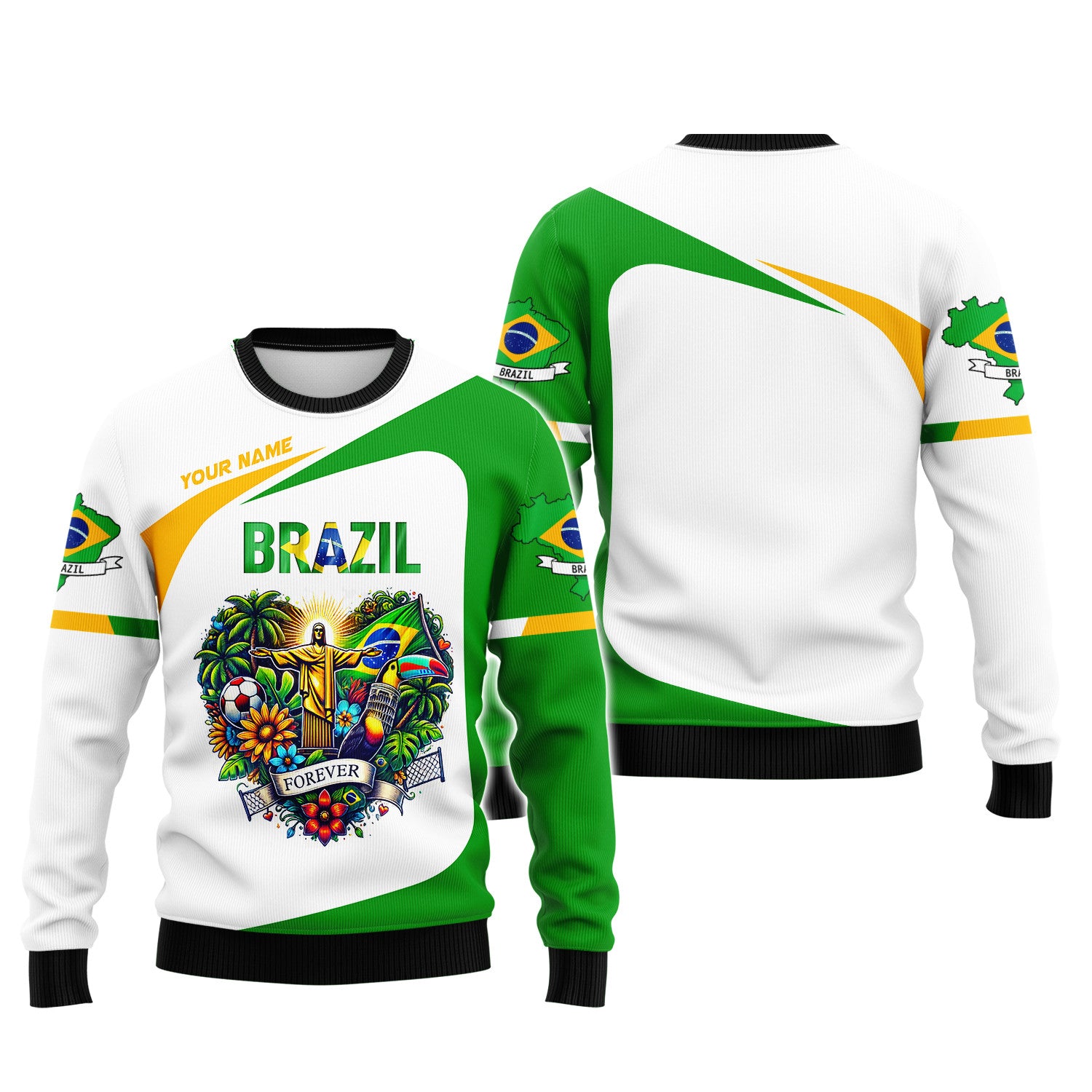 Brazil Zipper Hoodie Custom Name 3D Personalized Gift For Brazil Lovers