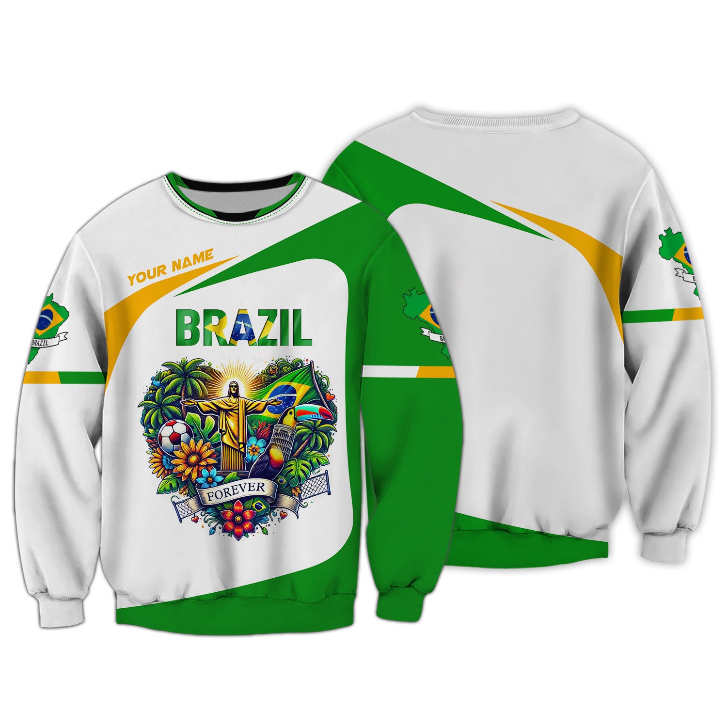 Brazil Zipper Hoodie Custom Name 3D Personalized Gift For Brazil Lovers