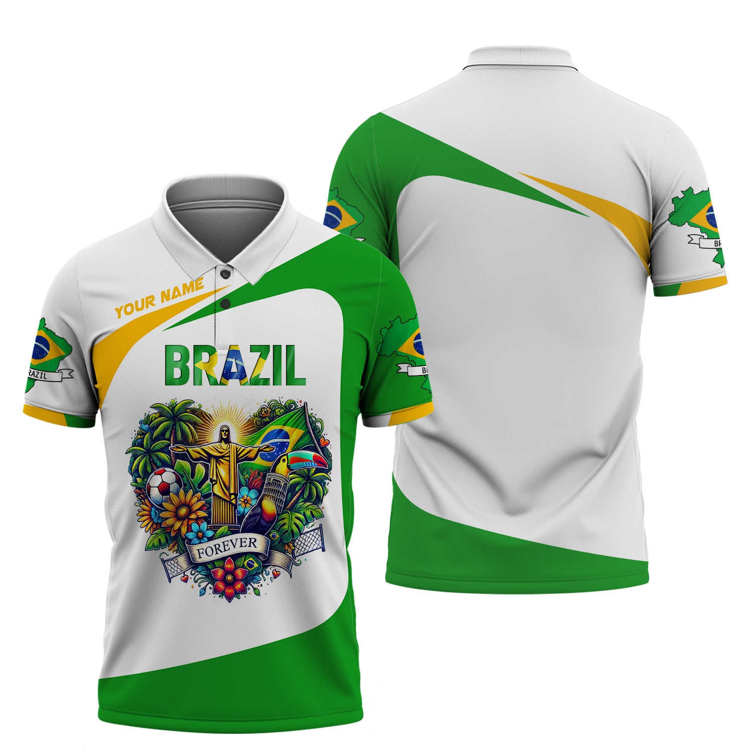 Brazil Zipper Hoodie Custom Name 3D Personalized Gift For Brazil Lovers