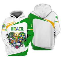 Brazil Zipper Hoodie Custom Name 3D Personalized Gift For Brazil Lovers