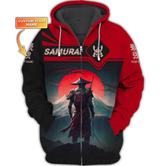 Personalized Name Samurai Zipper Hoodie Custom Gift For Samurai Lovers