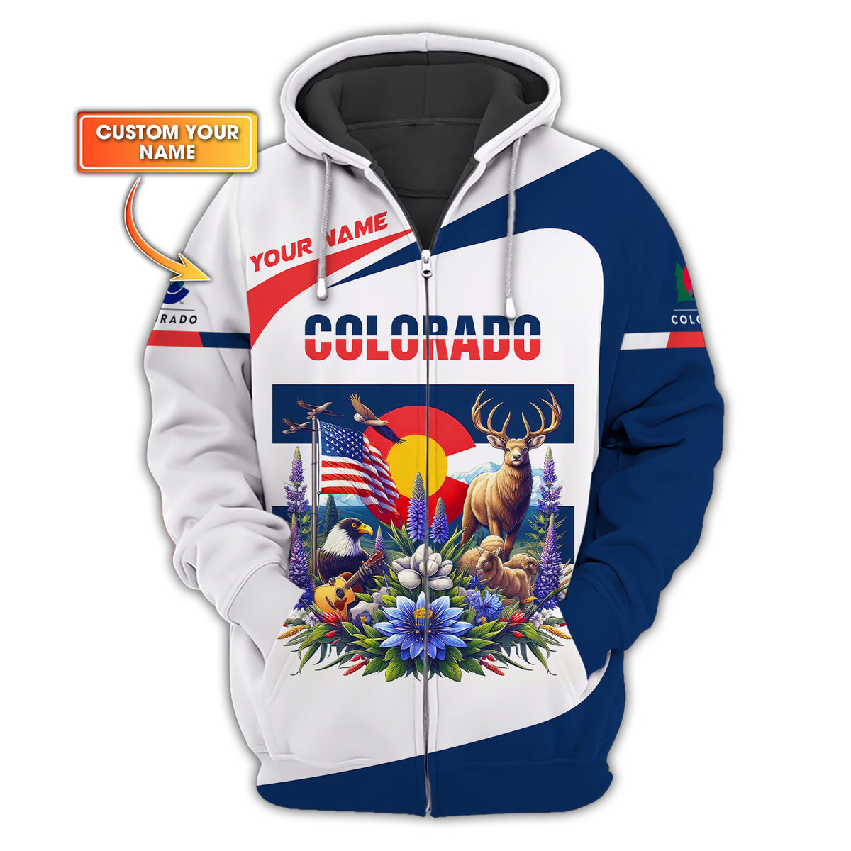 Personalized Name Colorado Zipper Hoodie Custom Gift For Colorado Lovers