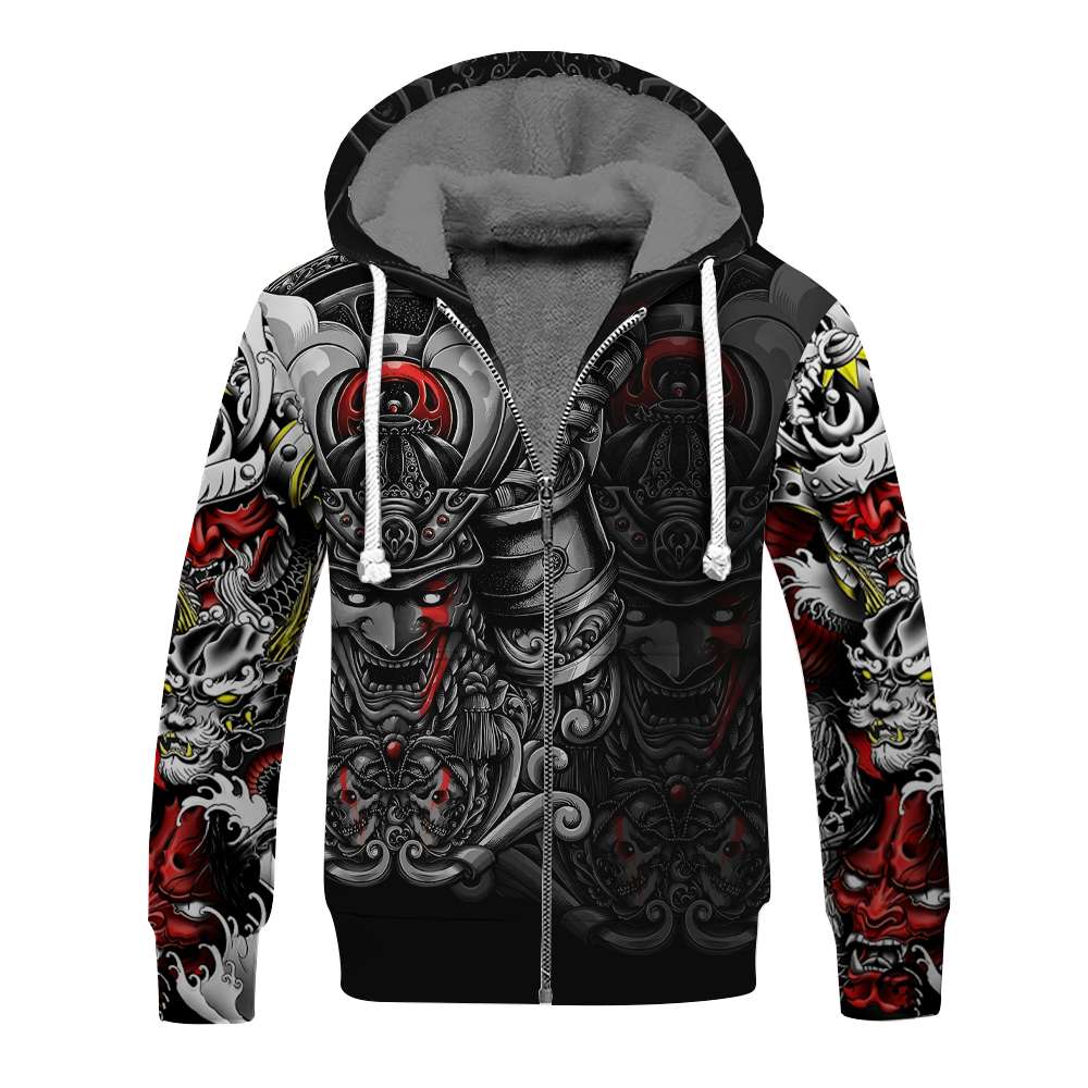 Samurai Helmet Tattoo 3D Over Printed Hoodie For Japanese lover