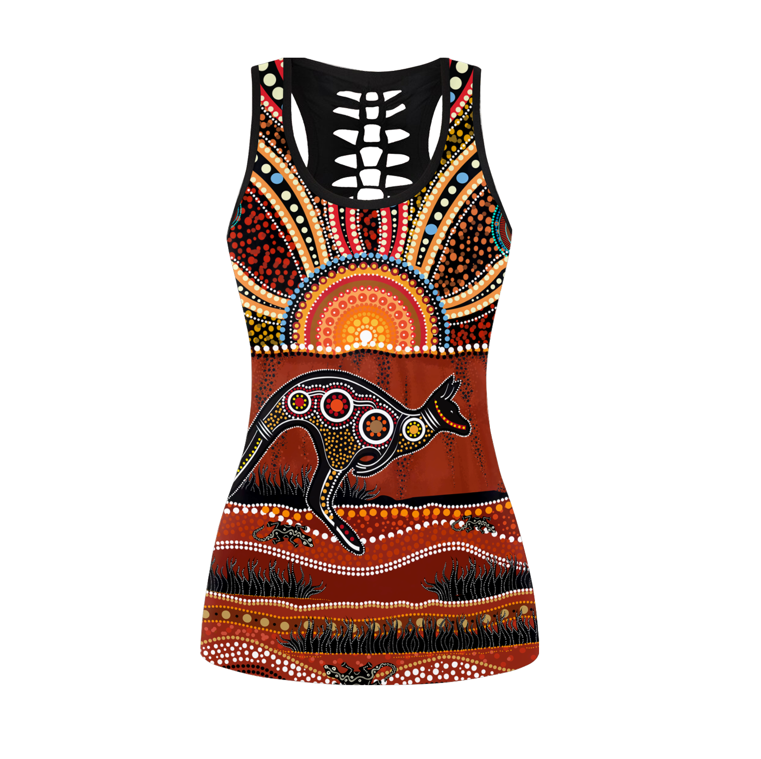 Aboriginal Australia Kangaroo Running Lizard Art Hoodie For Men And Women