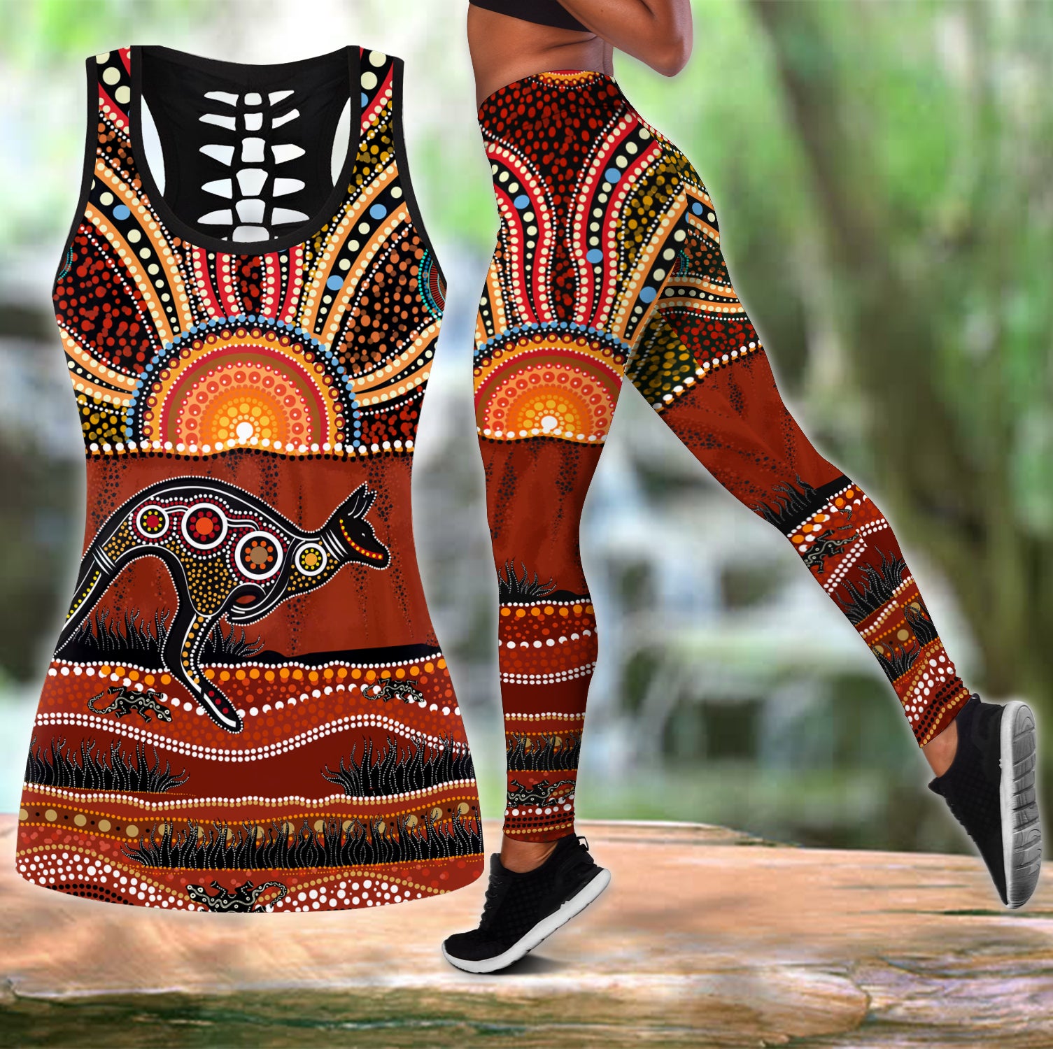 Aboriginal Australia Kangaroo Running Lizard Art Hoodie For Men And Women