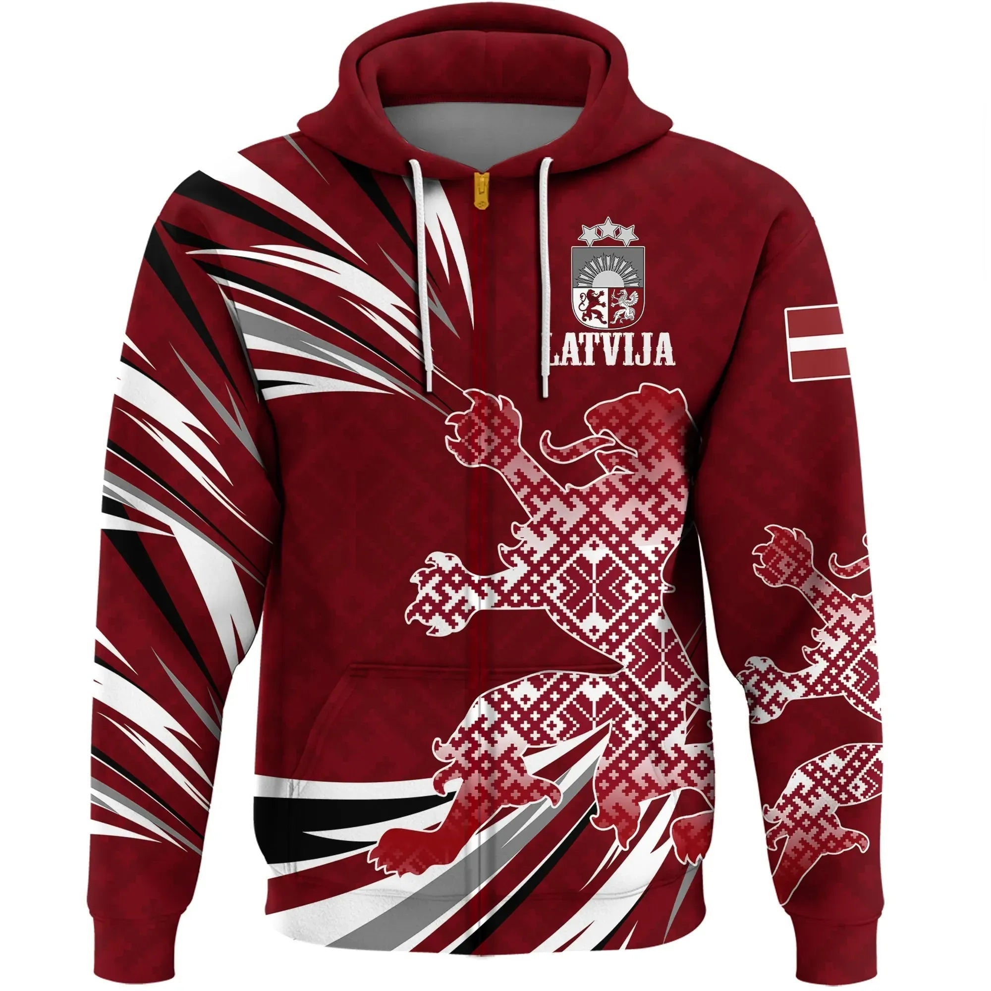 Latvia The Latvian Lion Zip 3D  Hoodie