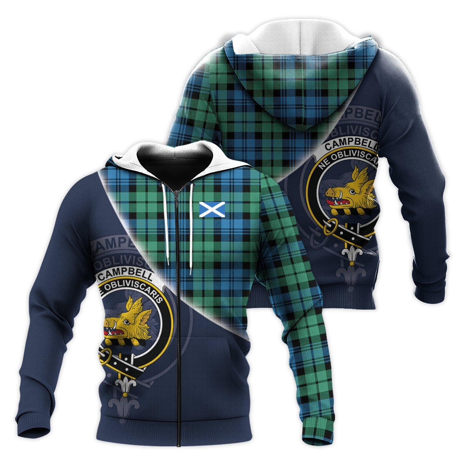 Campbell Ancient 01 Hoodie Family Crest Hoodie For Men And Women Custom Scotland Flag Half Style