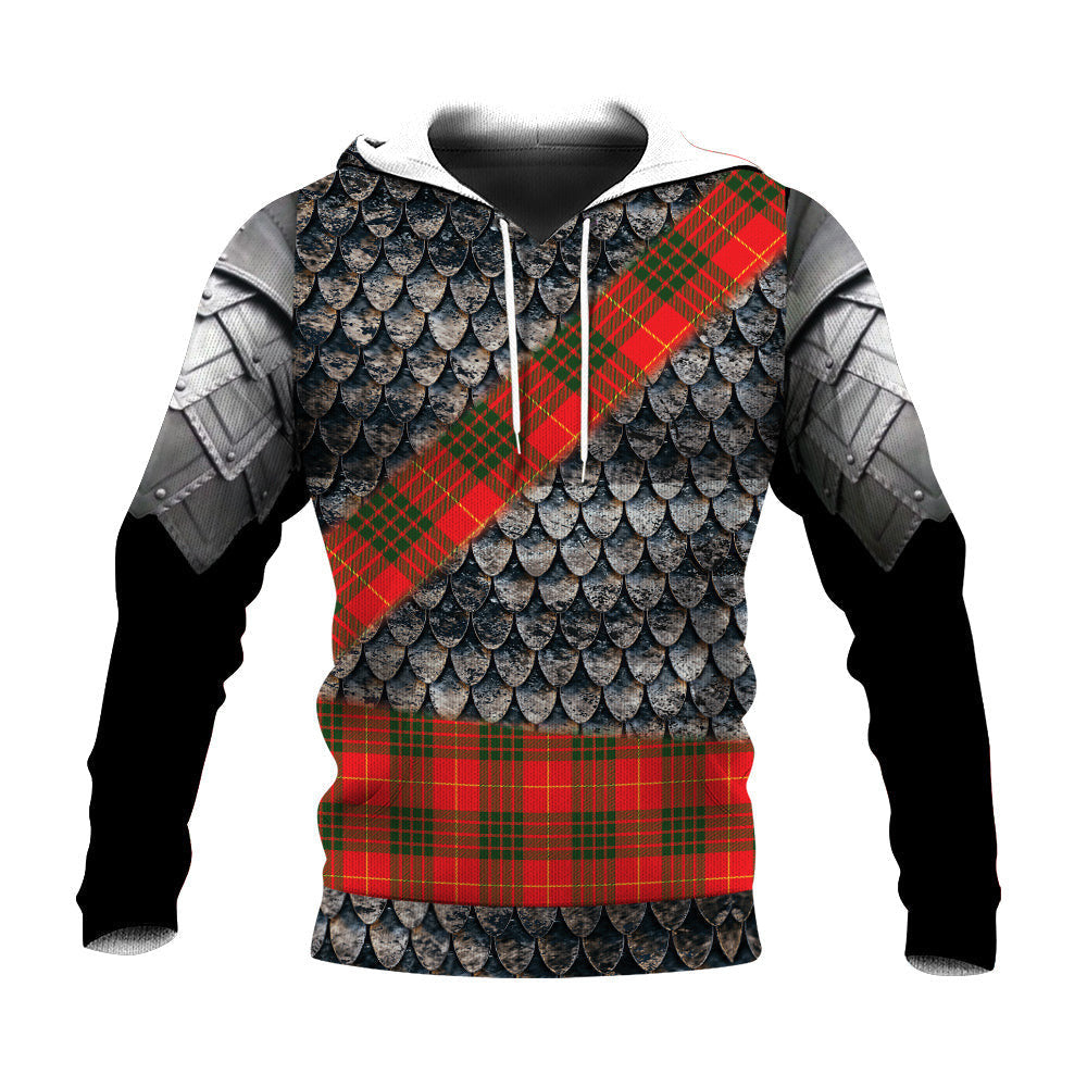 Cameron Modern Tartan Hoodie, Scottish Clan Tartan Cool Hoodie For Men Warrior Armor Style