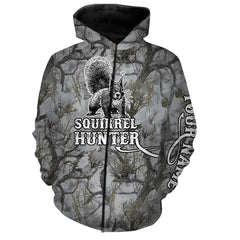 Squirrel Hunter Winter Snow Camo Custom Name Full Printing Shirt, Hoodie - Custom Hunting Clothing