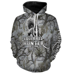 Squirrel Hunter Winter Snow Camo Custom Name Full Printing Shirt, Hoodie - Custom Hunting Clothing