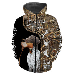 Best Pheasant Hunting Dogs German ShorthaiRed Pointer Camo Hunting Custom Name Upland Hunting Shirts