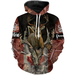 Whitetail Deer Hunting Canada Flag Custom Name 3D All Over Print Shirts - Custom Hunting Gift