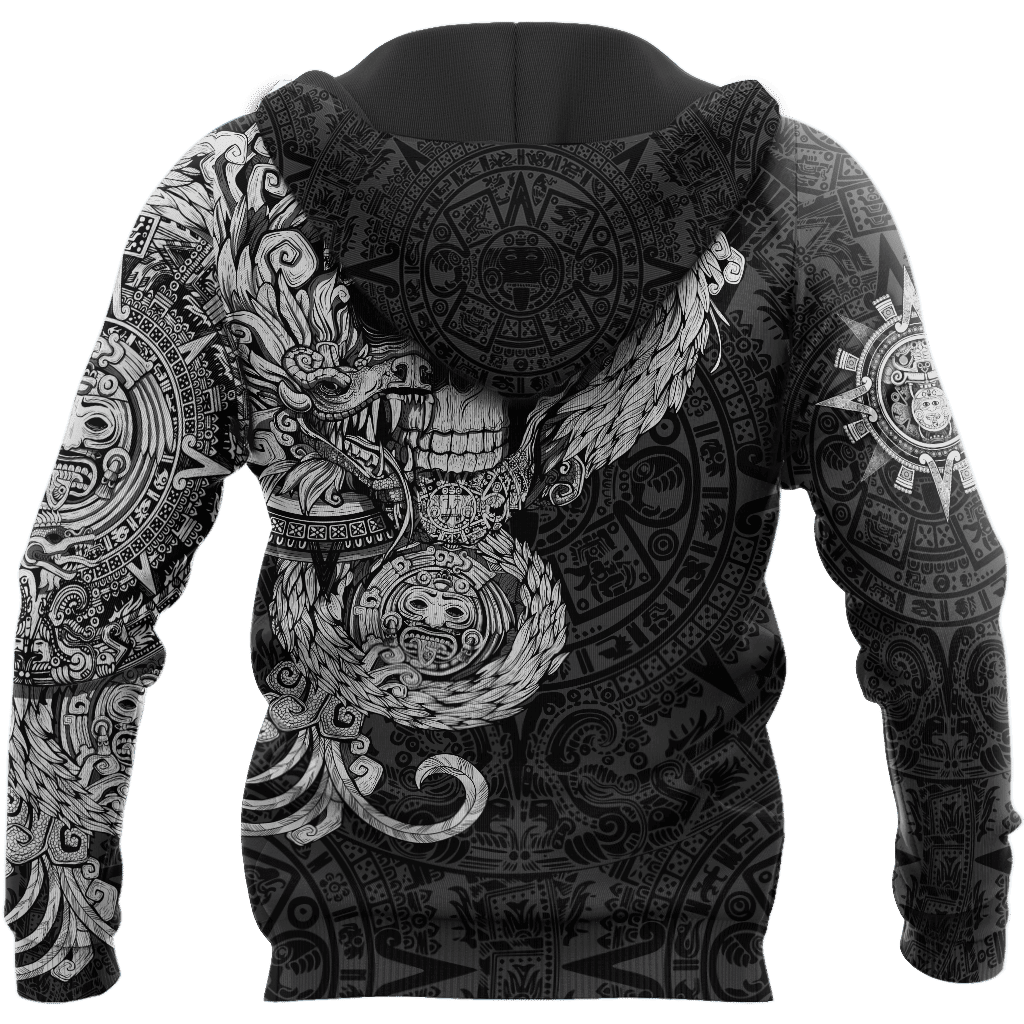 Mexico Aztec Quetzalcoatl Skull Tattoo All Over Printed Hoodie Unisex