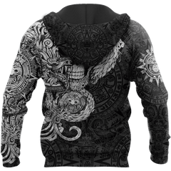 Mexico Aztec Quetzalcoatl Skull Tattoo All Over Printed Hoodie Unisex