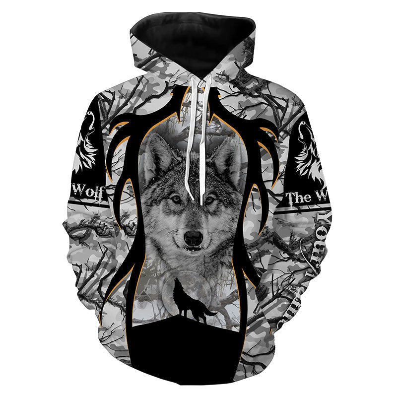 Winter Wolf Hunting Wolf Shirt Camo 3D All Over Printed Shirts, Custom Gifts For Wolf Lovers