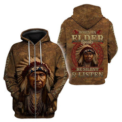 Native American an elder speaks 3D printed zip hoodie