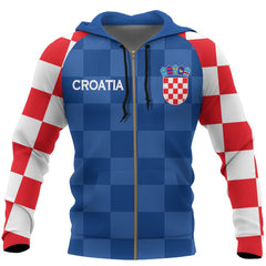 Hrvatska Croatia Hoodie Checkerboard Zip Up