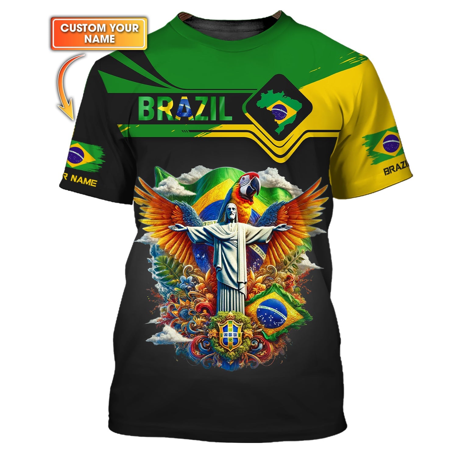 Custom Name 3D Shirts Brazil Personalized Shirt Gift For Brazil Lovers