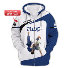 Judo Personalized Name 3D Zipper Hoodie Custom Name Gift For Judo Lovers