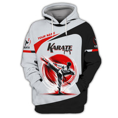 Karate Man Shirt Custom Name 3D Karate Zippe Hoodie Personalized Gift For Karate Lovers