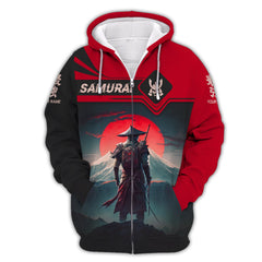 Red Moon Samurai Personalized Name 3D Full Print Shirt