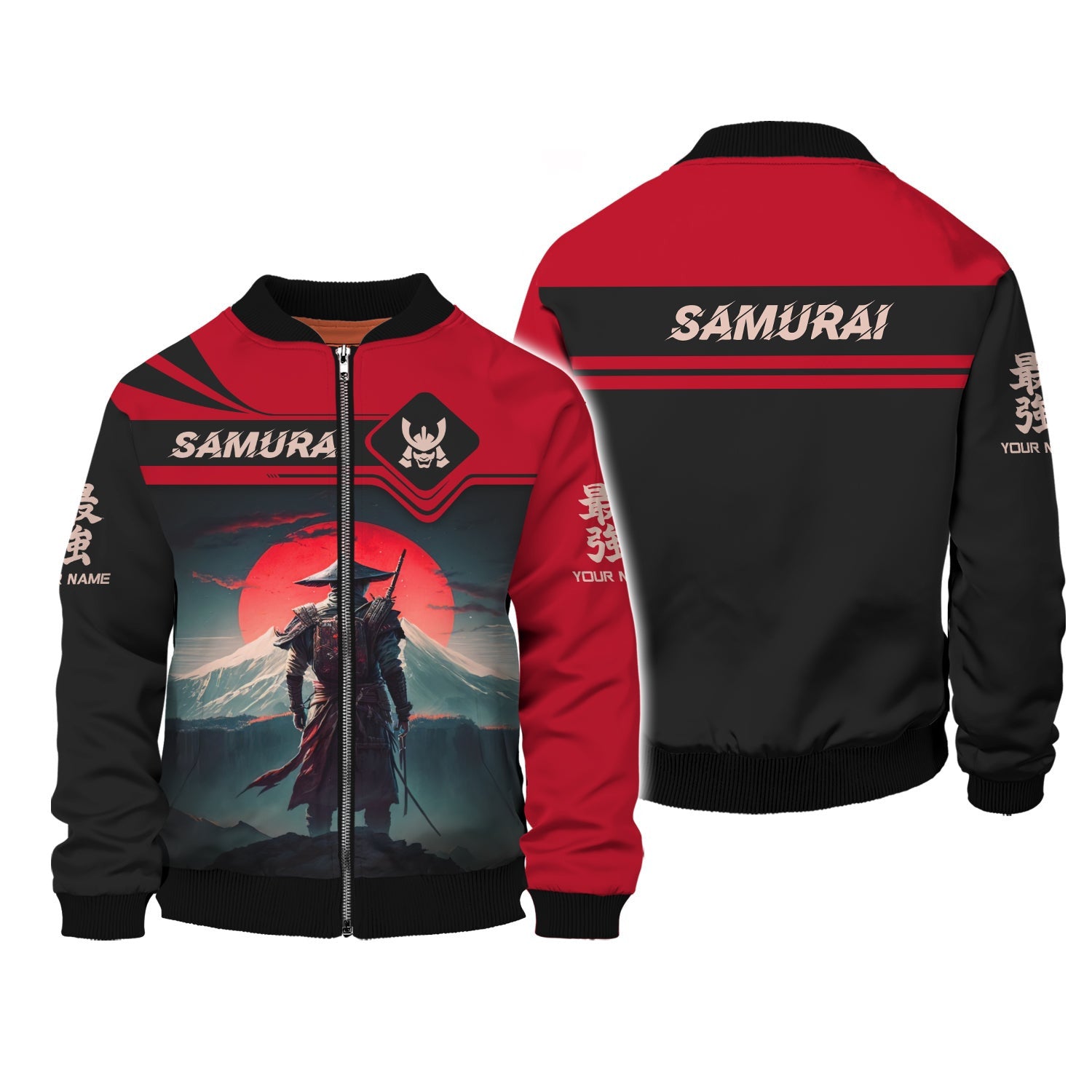 Red Moon Samurai Personalized Name 3D Full Print Shirt