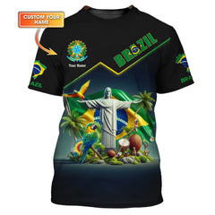 Brazil Personalized Name 3D Brasil Shirt Custom Gift For Brazil Lovers