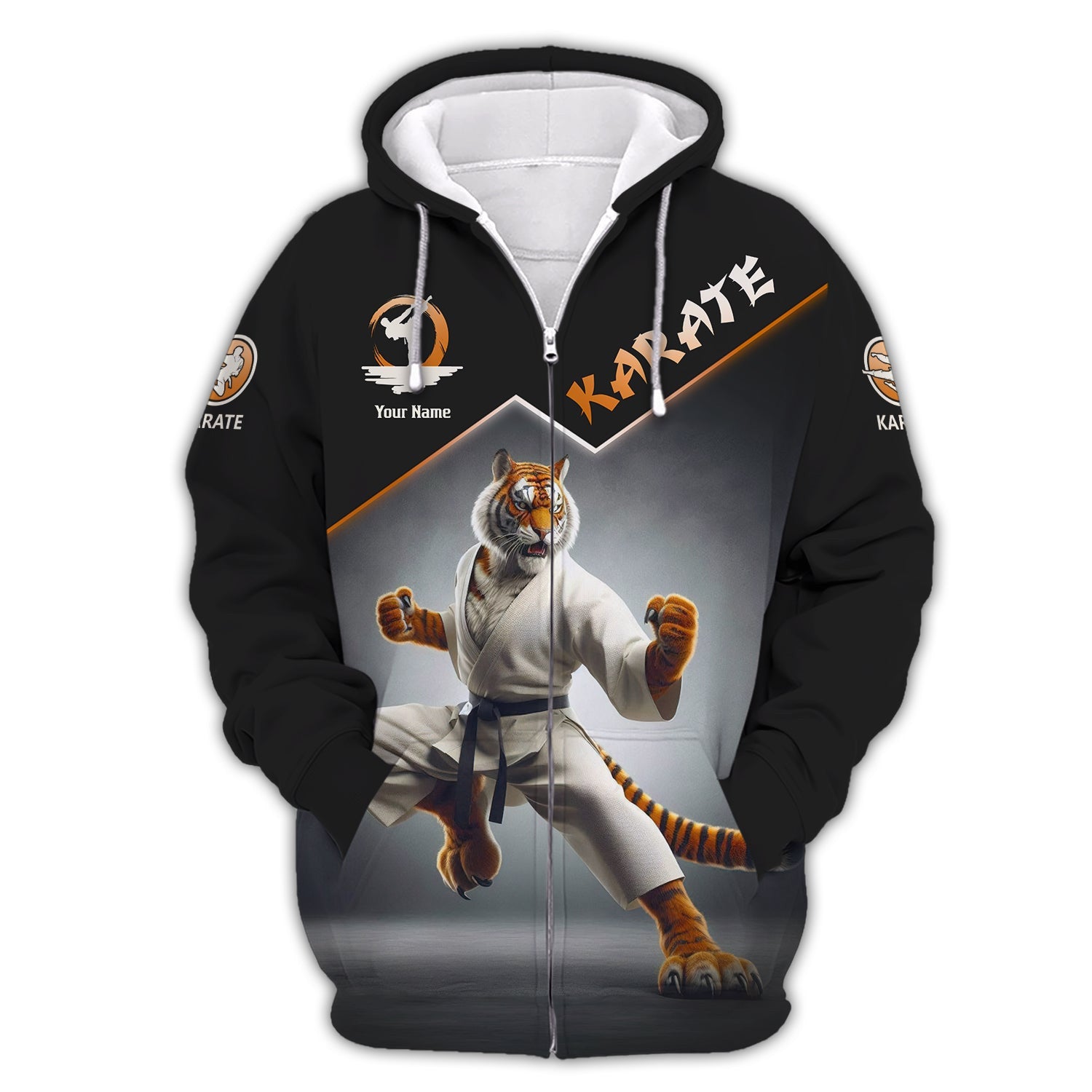 Personalized Karate Tiger Zipper Hoodie - Unleash Your Inner Warrior