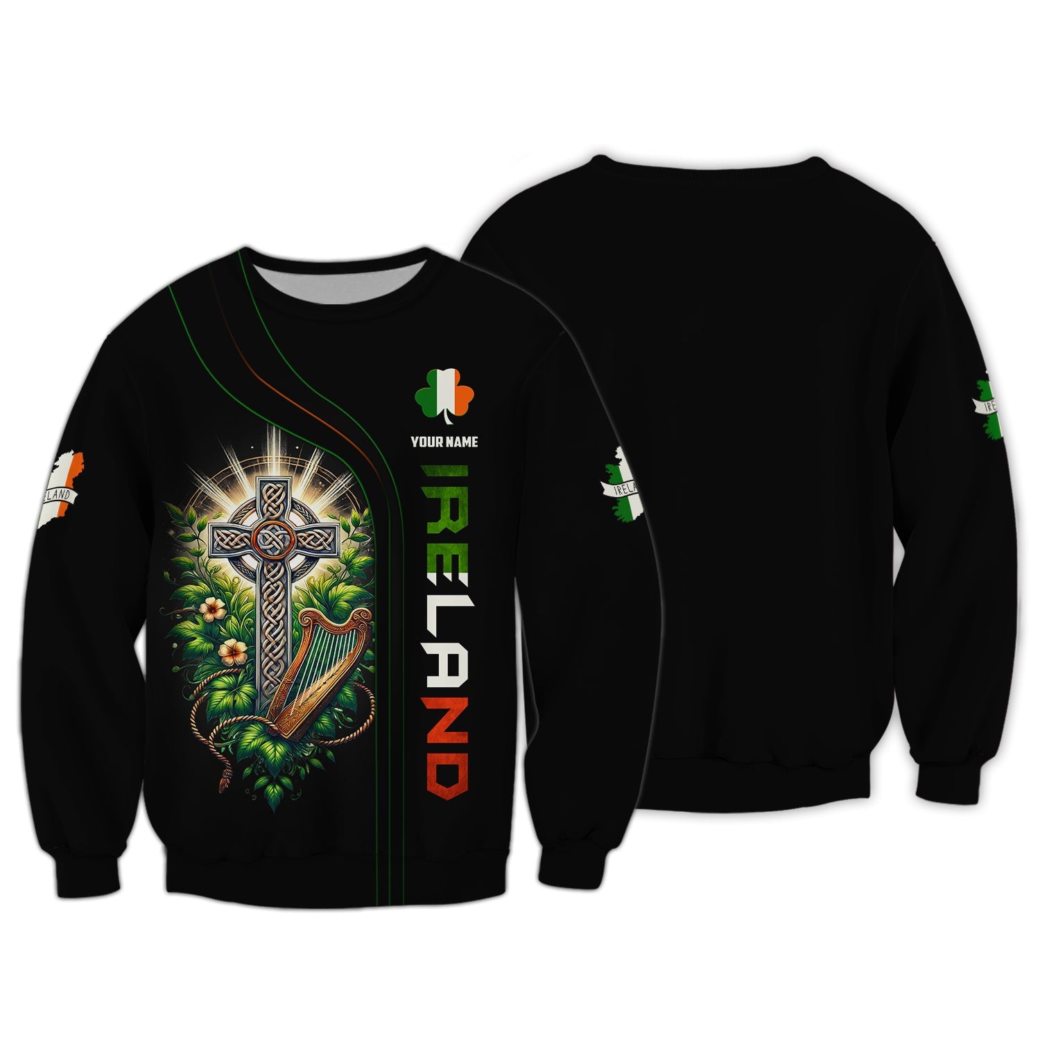 Celtic Cross Custom T- Shirts Ireland 3D Zipper Hoodie Gif For Irish Lover