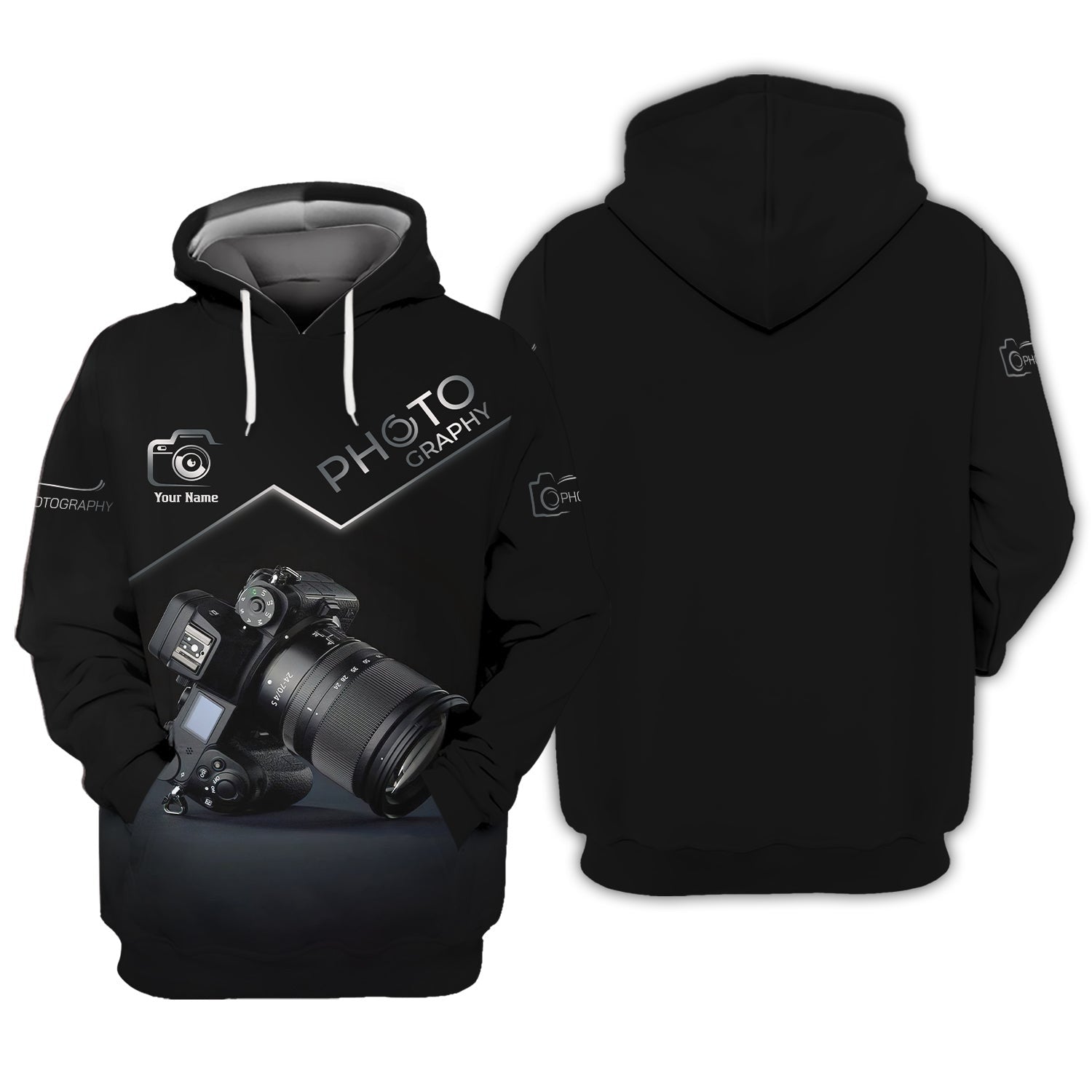 3D Full Print Photography Zipper Hoodie Personalized Name Gift For Photographer Lovers