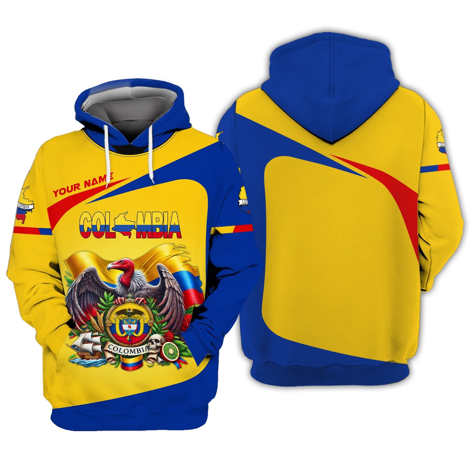 Coat Of Arms Colombia With Andes Condor Custom T-Shirts Gif For Colombian Lovers