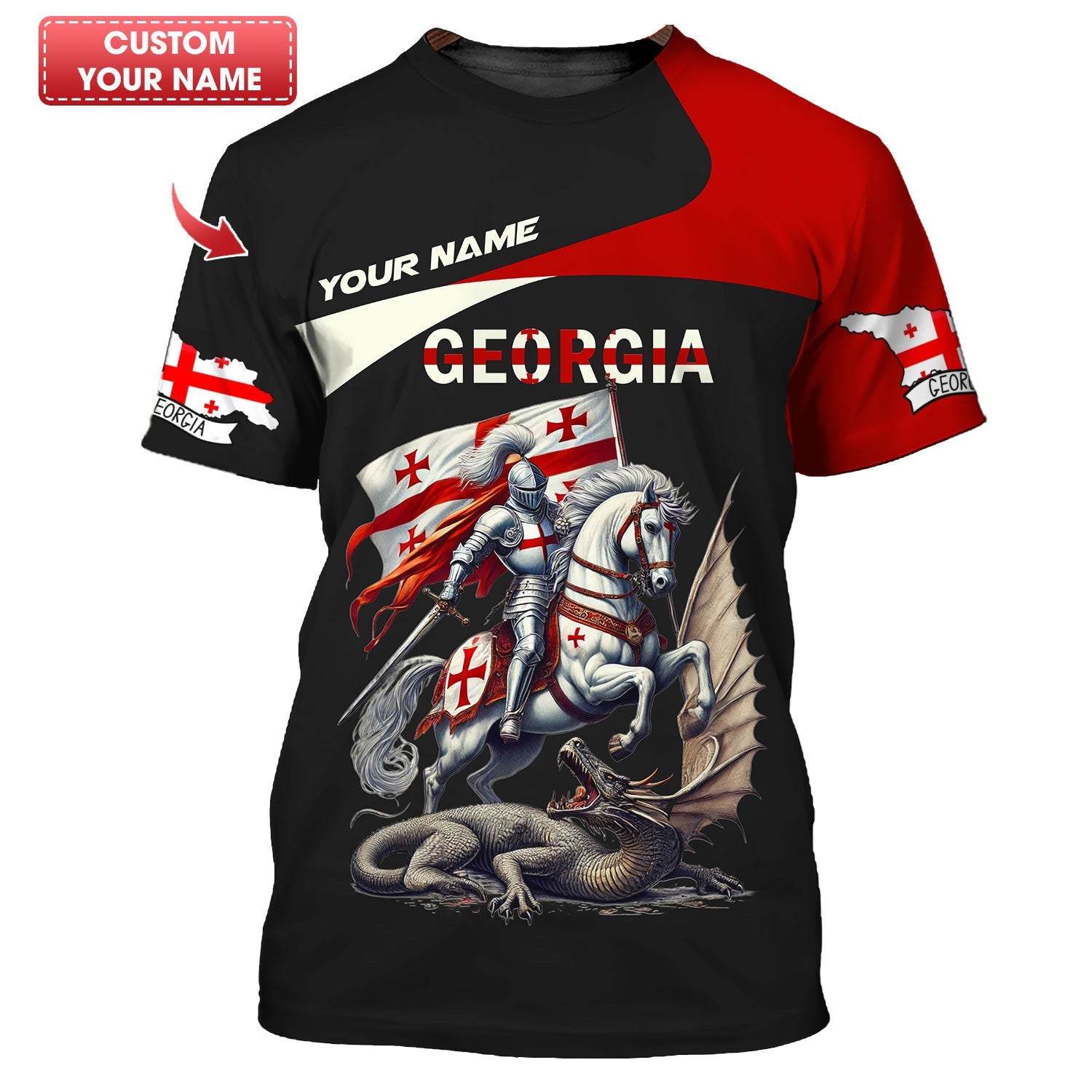 3D Full Print Proud Georgia Shirt Personalized Name Gif For Gruzia Lovers