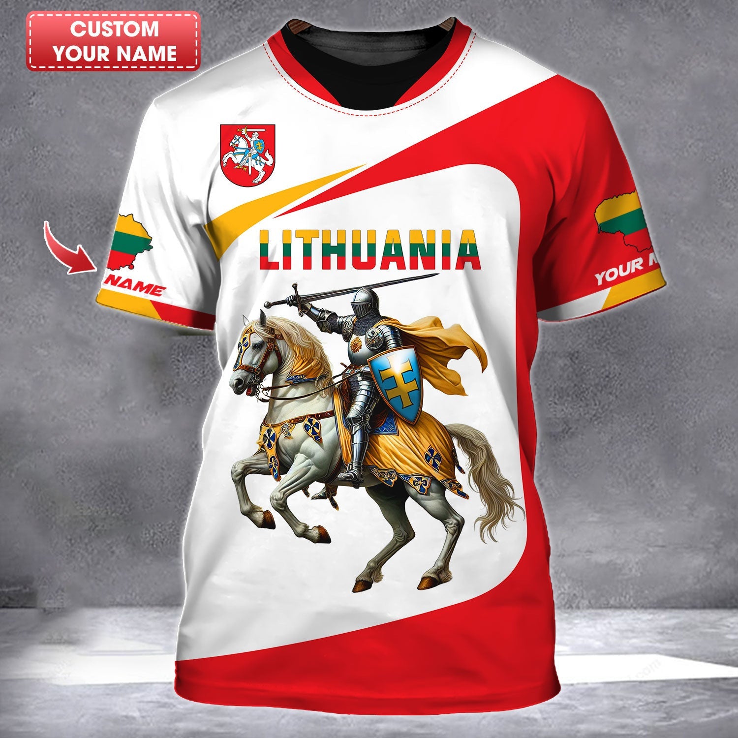 3D Full Print Knight Of Lithuania Shirt Personalized Name Gift For Lithuanian Lovers