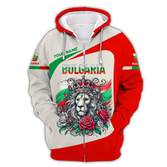 Bulgaria Custom Name Shirt Lion King With Rose 3D Shirts Gif For Bulgaria Lover