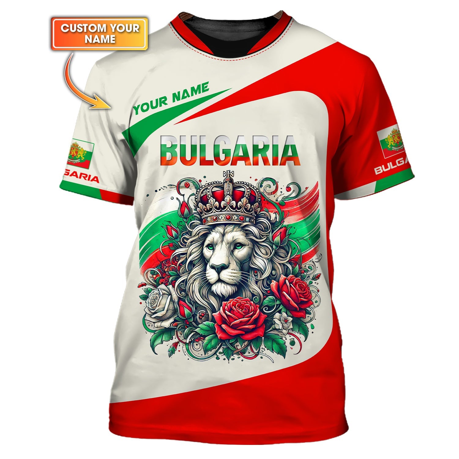 Bulgaria Custom Name Shirt Lion King With Rose 3D Shirts Gif For Bulgaria Lover