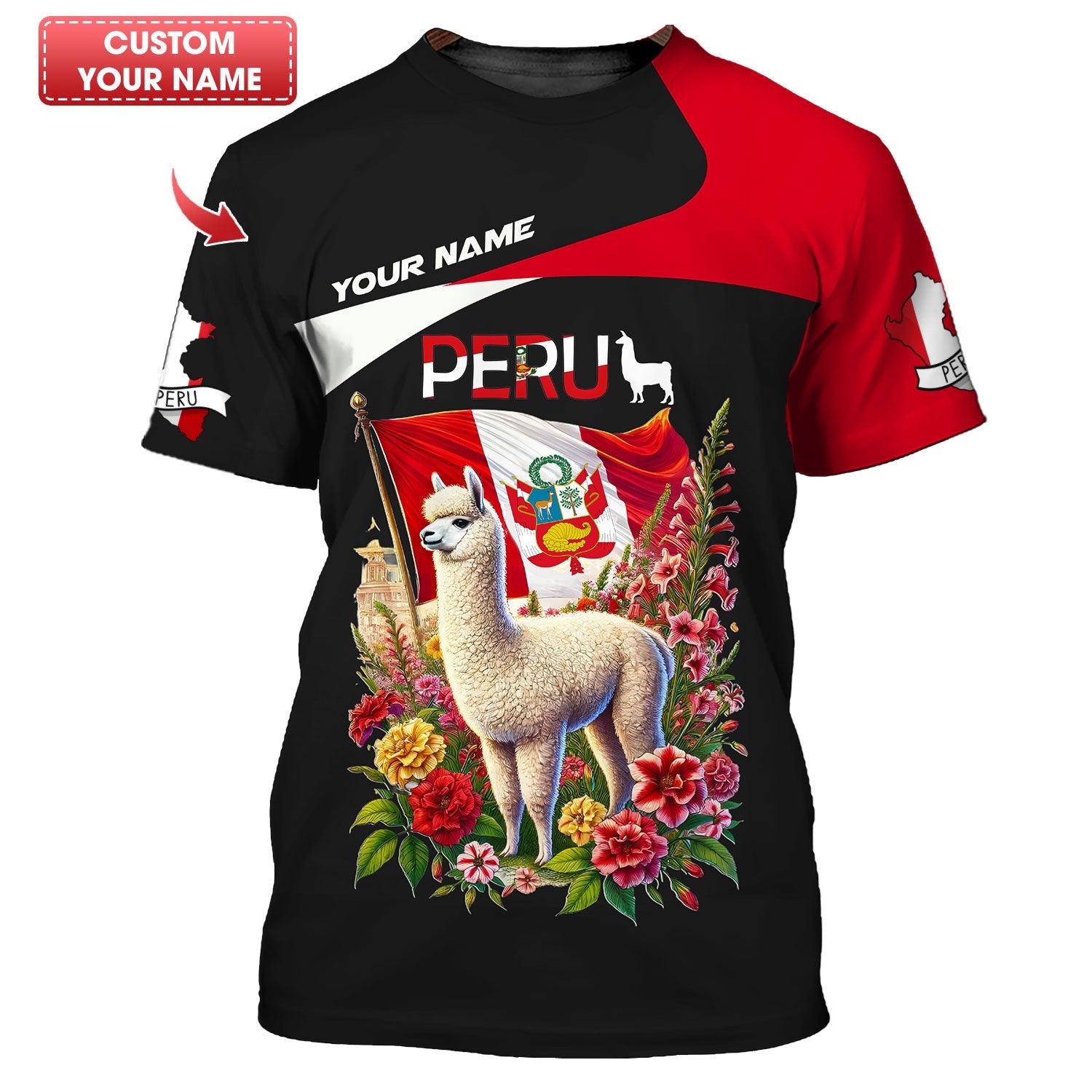 3D Full Print Peru Shirt Personalized Name Gift For Peru Lovers