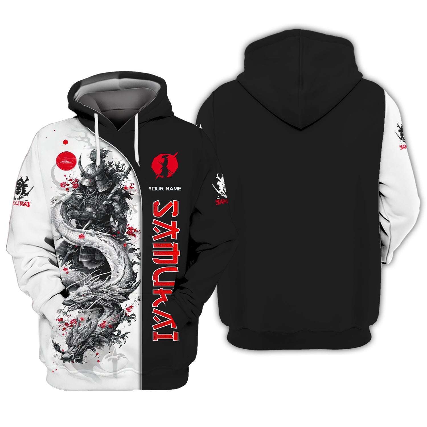 Samurai Custom Name Shirt White Dragon With Samurai 3D Shirts