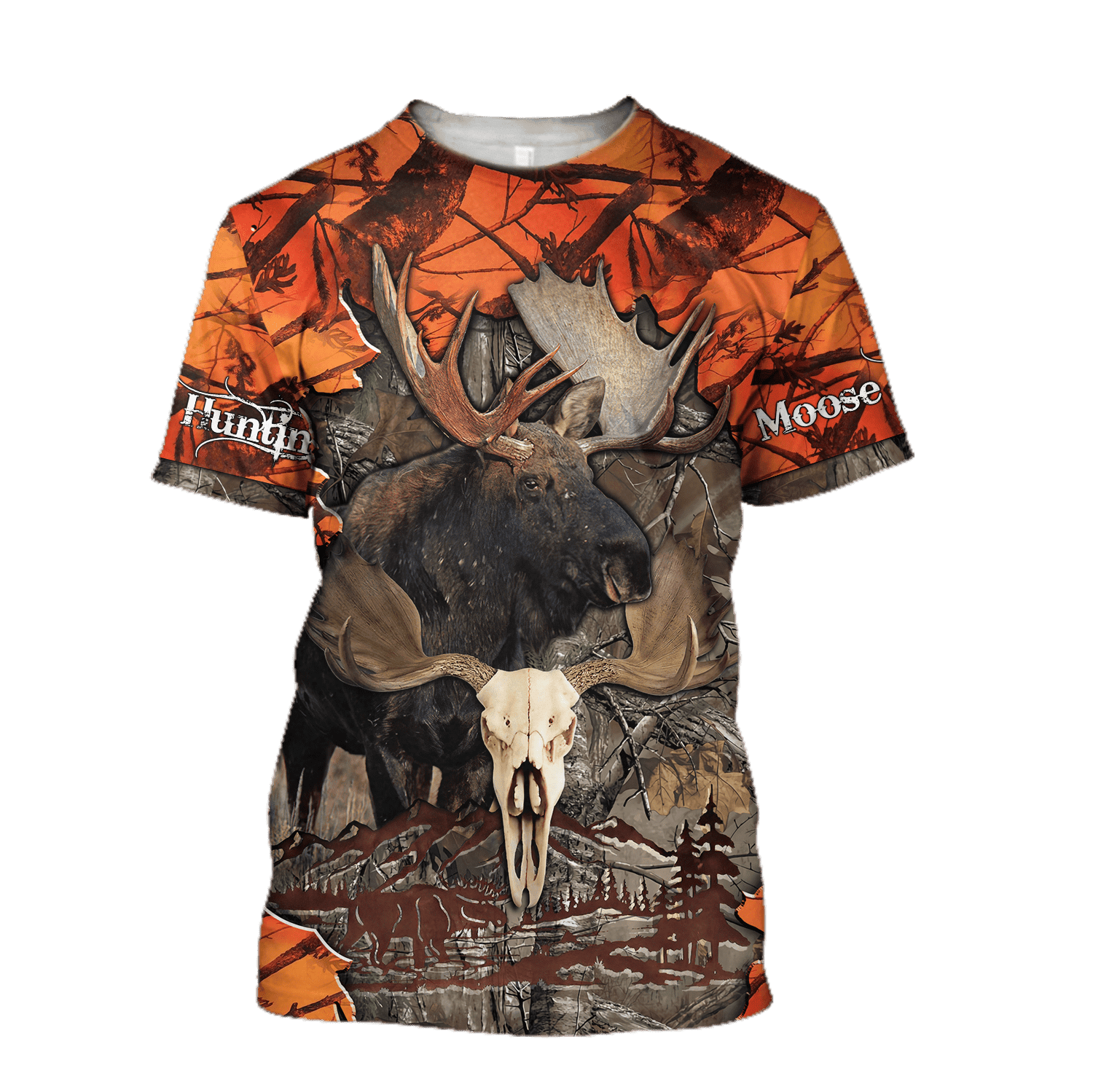 Hunting Moose Orange Camo 3D All Over Print Hoodie AM092025 - Amaze Style��??��?-Apparel