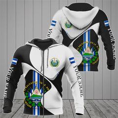 Hoodifize Custom Name El Salvador Coat Of Arms White Wave Hoodies