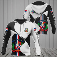 Hoodifize Custom Name Dominican Republic Coat Of Arms White Wave Hoodies