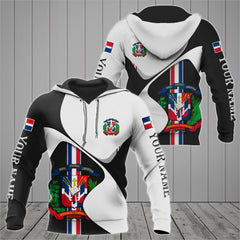 Hoodifize Custom Name Dominican Republic Coat Of Arms White Wave Hoodies