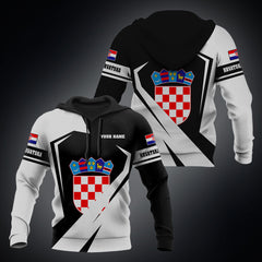 Hoodifize - Custom Name Croatia Hrvatska Coat Of Arms Diamond White Unisex Adult Shirts