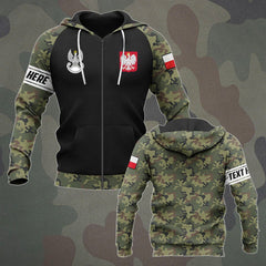 Customize Poland Coat Of Arms Camo V2 Unisex Adult Hoodies