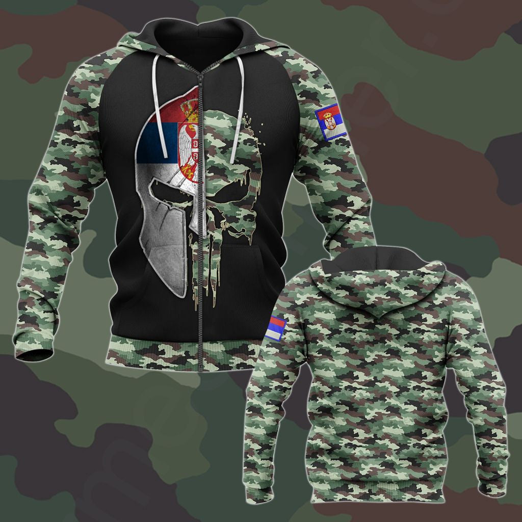 Serbia Camo Spartan Unisex Adult Hoodies