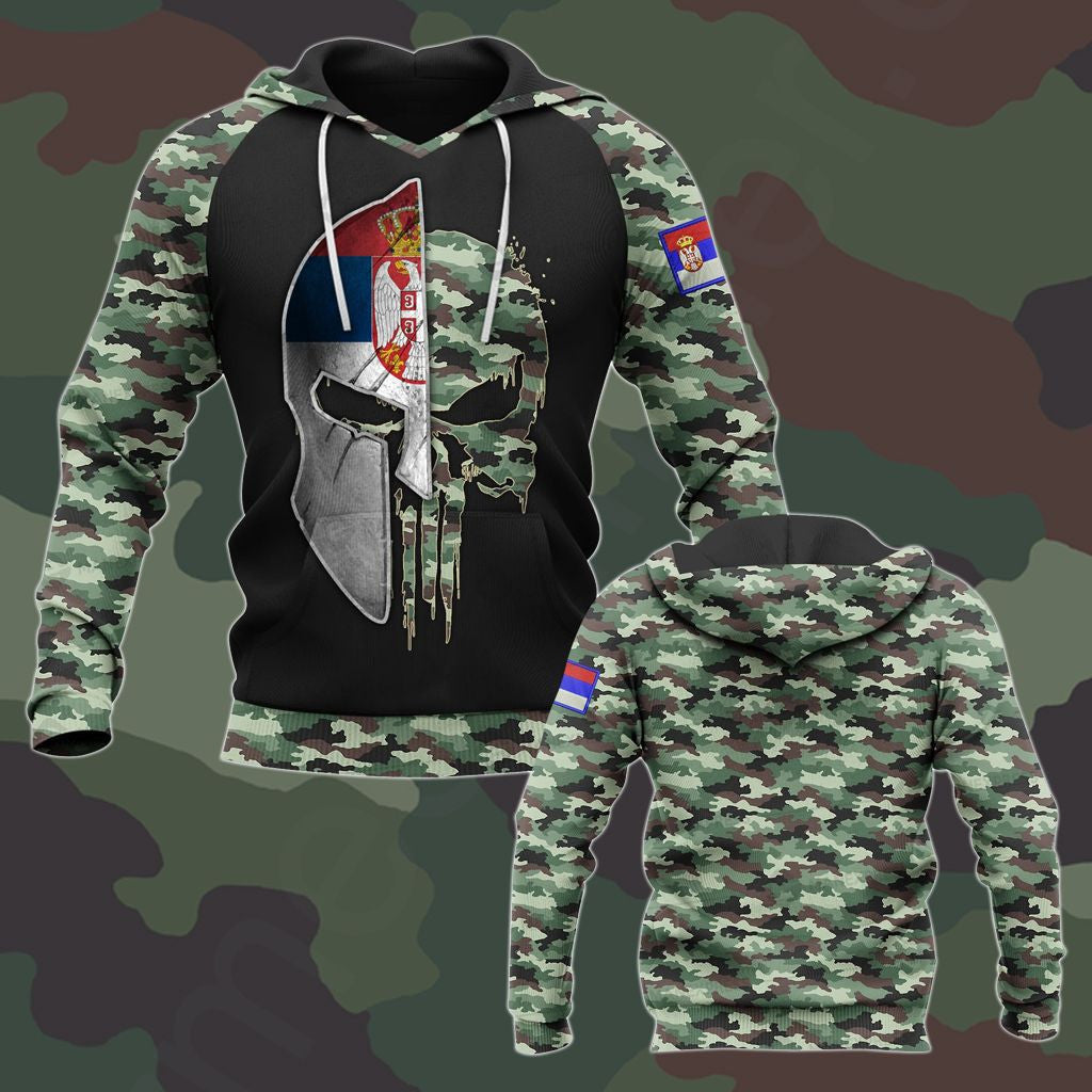 Serbia Camo Spartan Unisex Adult Hoodies